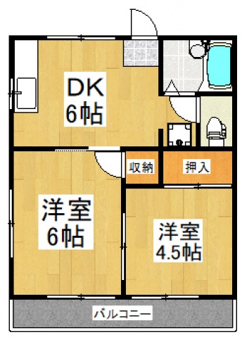 シュガーハイツＢ棟の間取り