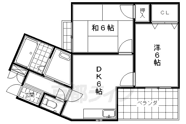 京都市南区唐橋井園町のマンションの間取り