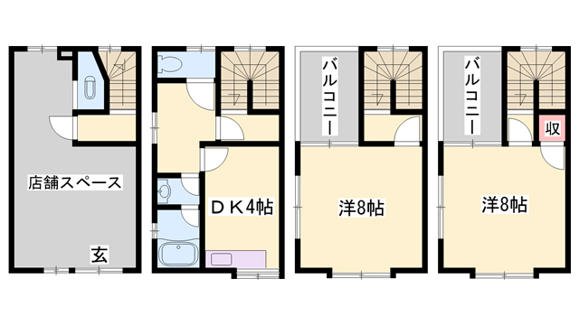 姫路市五軒邸借家の間取り