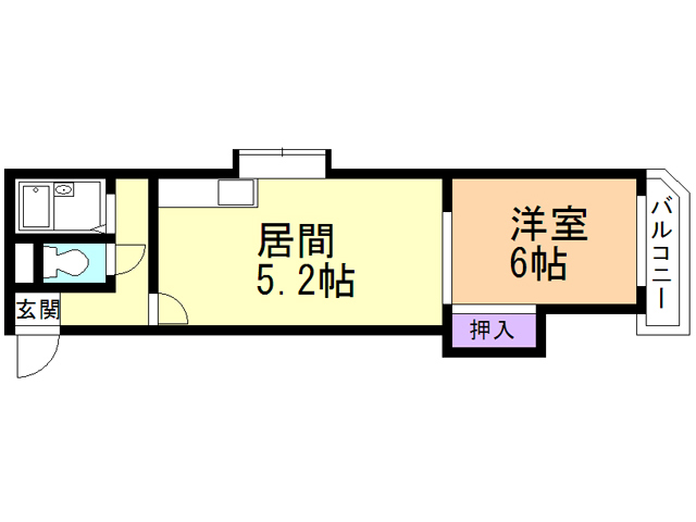 函館市五稜郭町のマンションの間取り