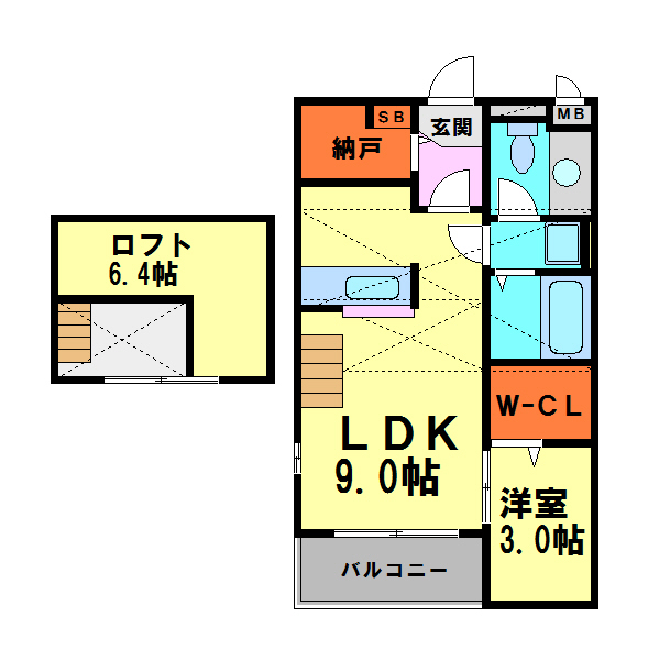 川西市笹部のアパートの間取り