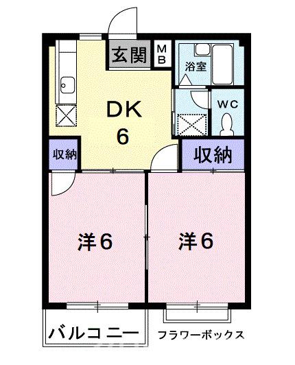 坂出市西大浜北のアパートの間取り