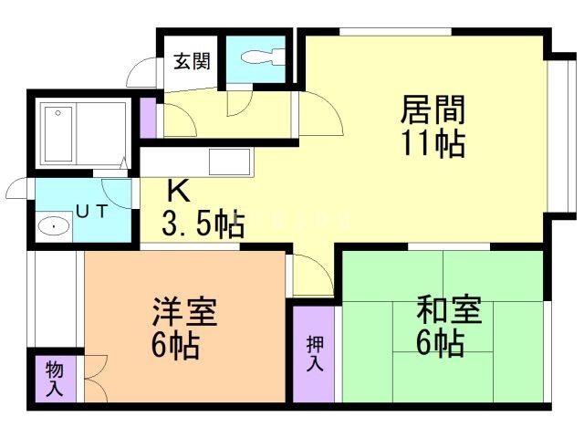 札幌市北区屯田七条のアパートの間取り