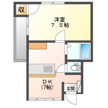 宇和島市中央町のアパートの間取り