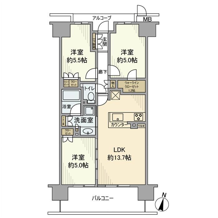 【大阪市城東区今福東のマンションの間取り】