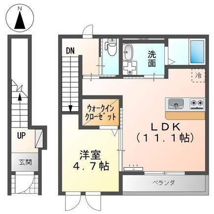 福山市水呑町三新田のアパートの間取り