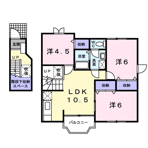 【浜松市浜名区根堅のアパートの間取り】