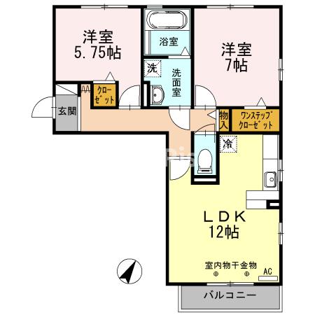 稲沢市小沢のアパートの間取り