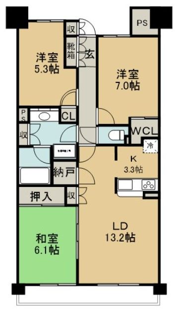 守谷市ひがし野のマンションの間取り