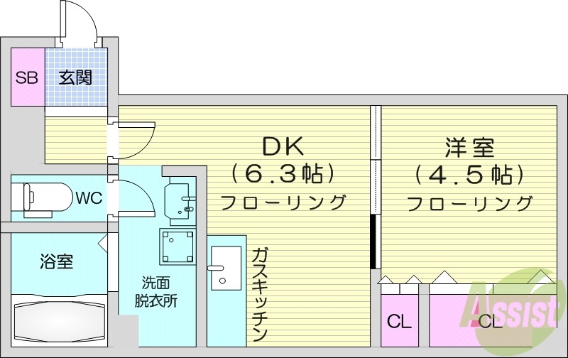 札幌市北区新琴似四条のマンションの間取り