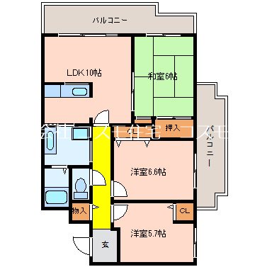 八尾市高安町北のマンションの間取り