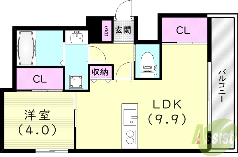 西宮市郷免町のマンションの間取り