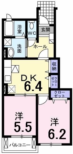 広島市安佐北区可部のアパートの間取り