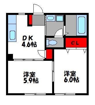 福岡市東区美和台新町のアパートの間取り