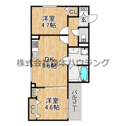 クリエオーレ津の辺町IIの間取り