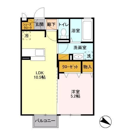 常陸大宮市抽ヶ台町のアパートの間取り