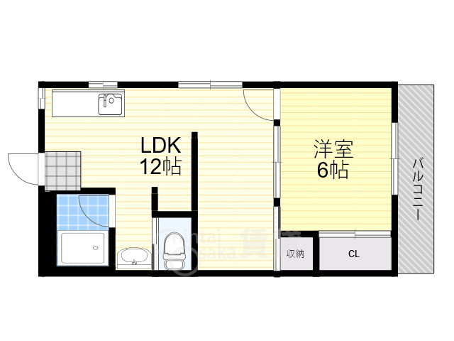 大阪市東淀川区豊新のマンションの間取り