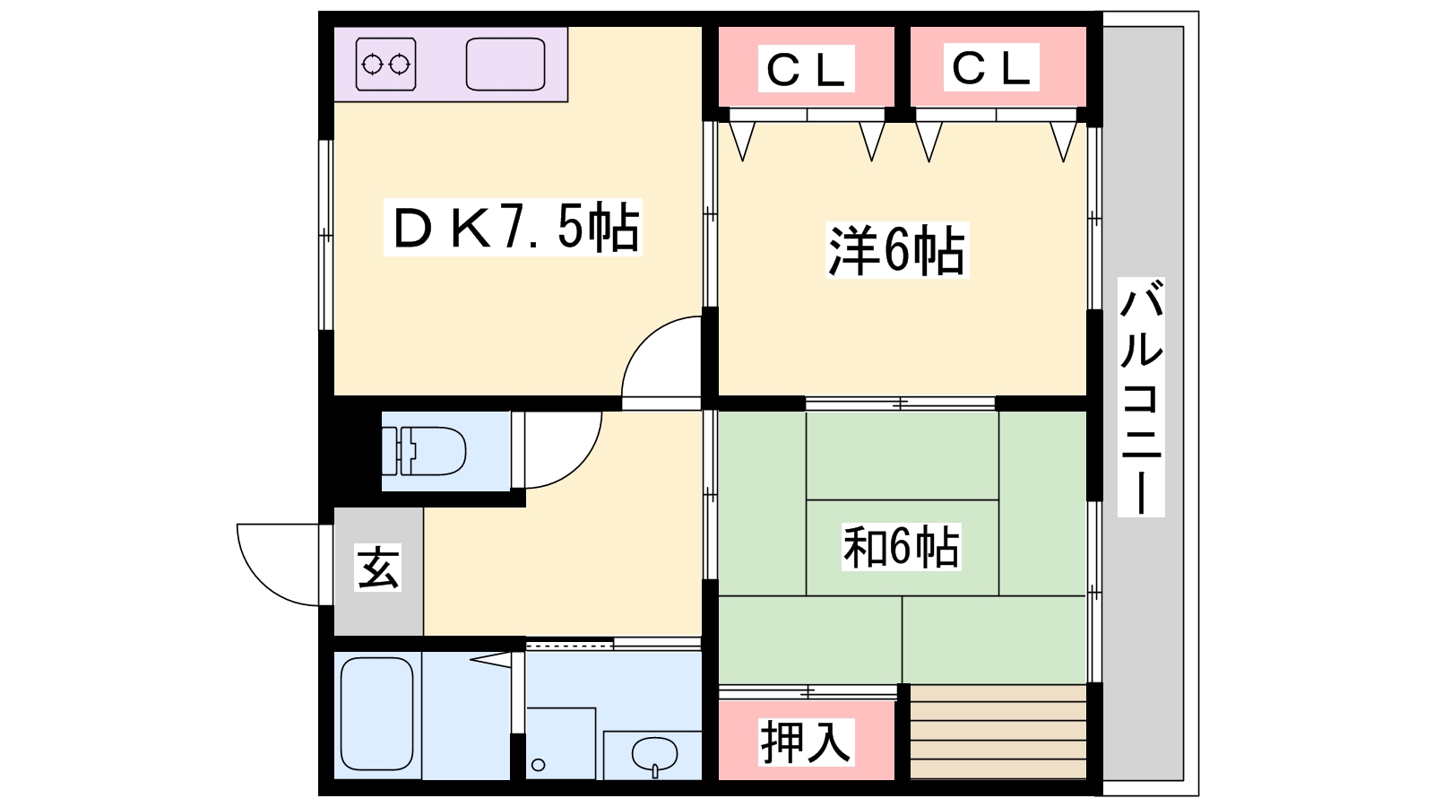 姫路市香寺町広瀬のマンションの間取り