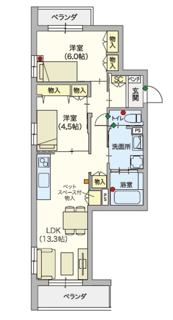 （シニア限定ペット共生）ヘーベルVillage羽田IIの間取り