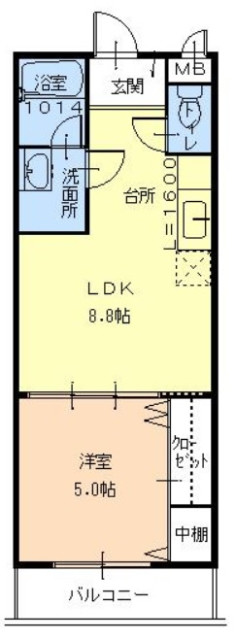 堺市北区奥本町のアパートの間取り