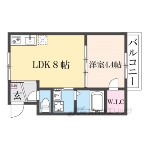 京都市西京区川島東代町のマンションの間取り