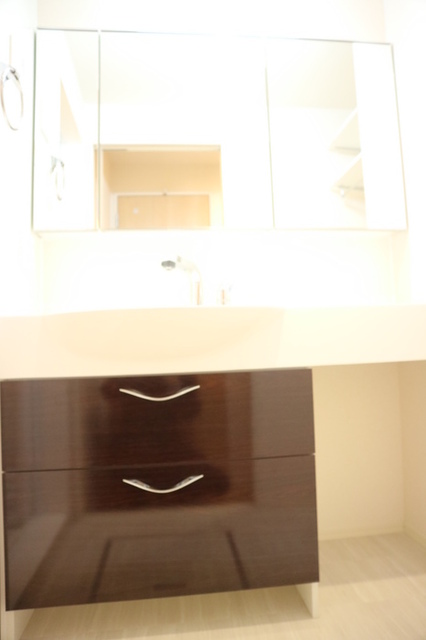 洗面設備　大きな鏡が付いてます♪