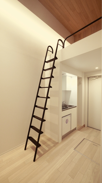 居室・リビング　階段下収納でオリコンボックス３つ設置いたします