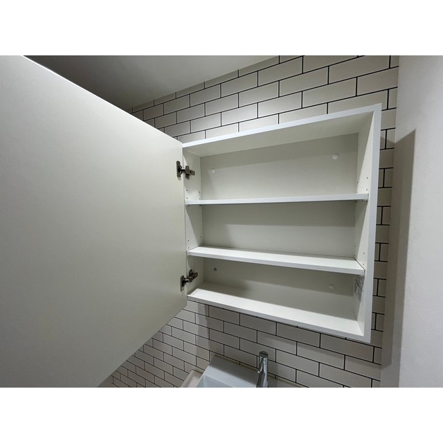 収納　忙しい朝には欠かせない洗面所です