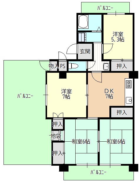 岡嶋グリーンハイツの間取り写真