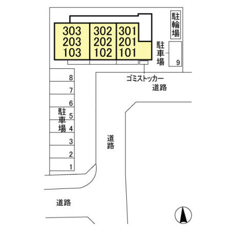 【ゼピュロスみどりの　A棟の駐車場】