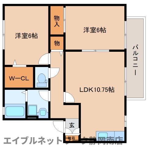 焼津市下小田のアパートの間取り