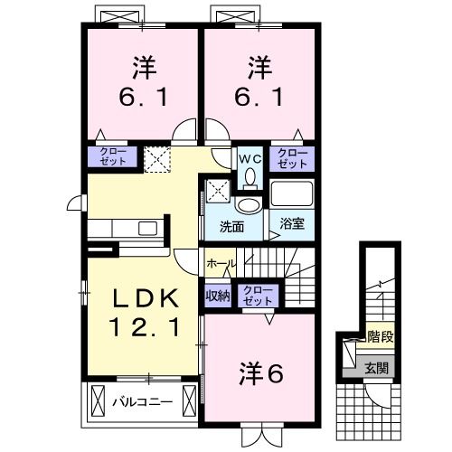 与謝郡与謝野町字下山田のアパートの間取り