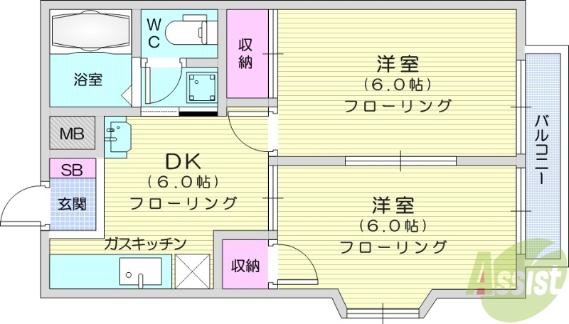 岩沼市藤浪のアパートの間取り