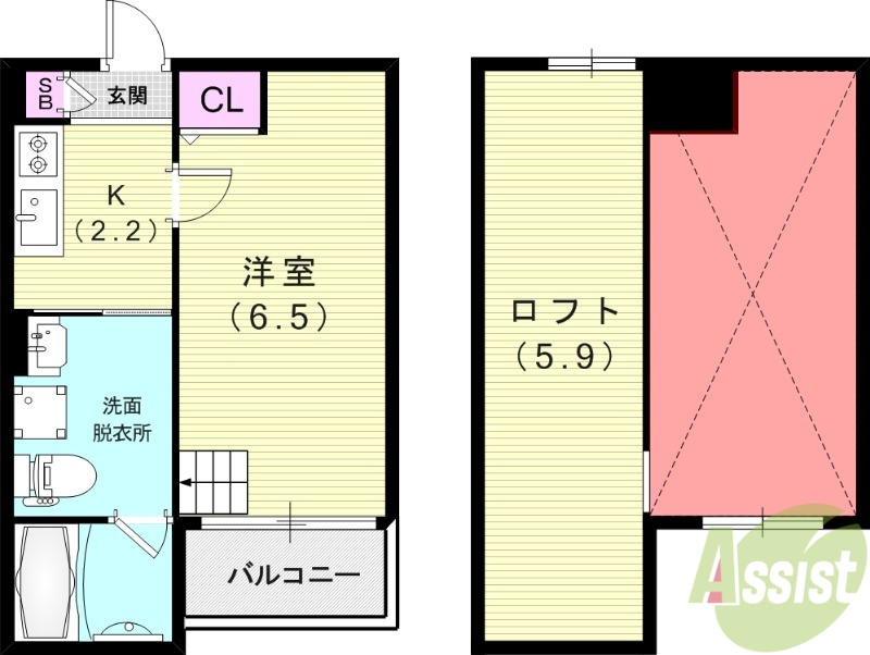 【尼崎市長洲東通のアパートの間取り】