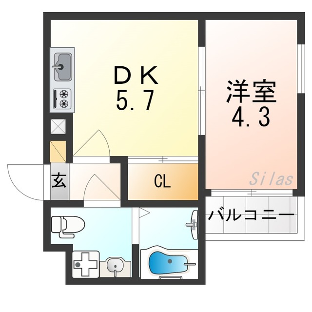 京都市山科区厨子奥矢倉町のマンションの間取り