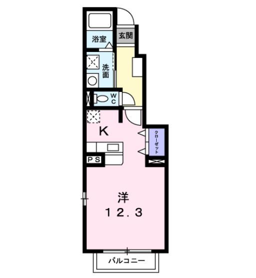 岡山市中区関のアパートの間取り