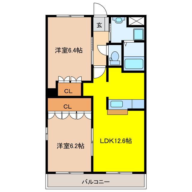 大垣市築捨町のマンションの間取り