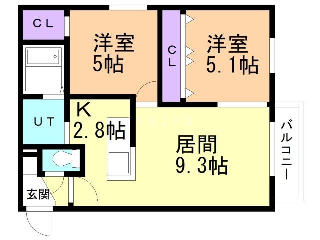 札幌市北区北二十七条西のマンションの間取り