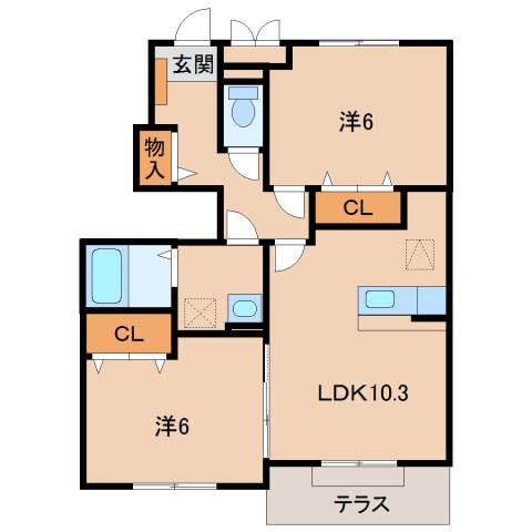 橋本市胡麻生のアパートの間取り