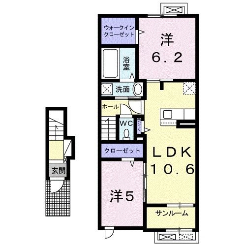 長岡市悠久町のアパートの間取り