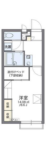 岡山市北区門前のアパートの間取り