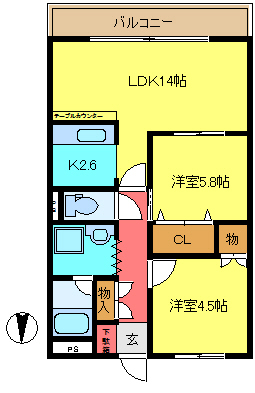 川口市飯原町のマンションの間取り