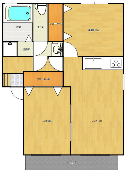 遠賀郡岡垣町中央台のアパートの間取り