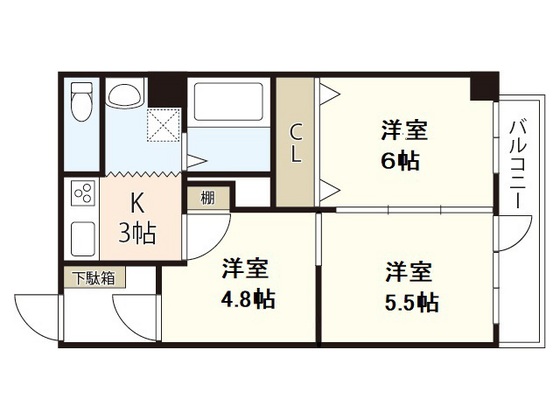 広島市佐伯区五日市のアパートの間取り