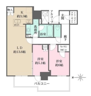 大阪市西区南堀江のマンションの間取り