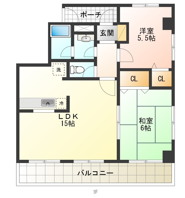 徳島市秋田町のマンションの間取り