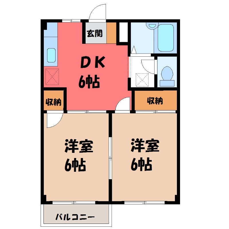 栃木市都賀町合戦場のアパートの間取り