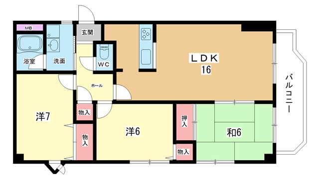 吹田市佐井寺のマンションの間取り