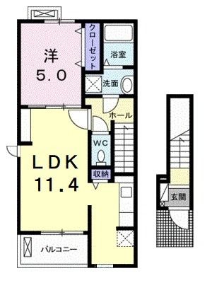 【松山市高岡町のアパートの間取り】