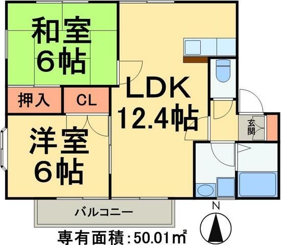 松戸市上本郷のアパートの間取り